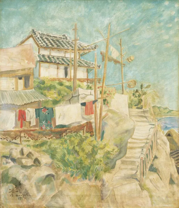 藤田嗣治《夏の漁村(房州太海)》1937年 千葉市美術館蔵