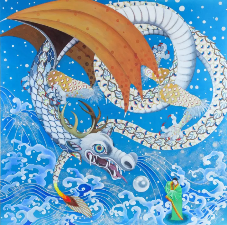 “ 竜の真珠 “    acrylic, ink on canvas    145.5×145.5cm   2023
