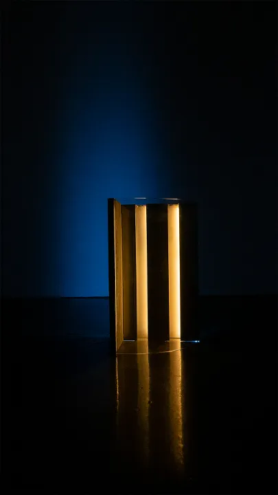Luminous City23-01,   2023, stainless steel, glass, cement board, led lights, 40x60x30cm