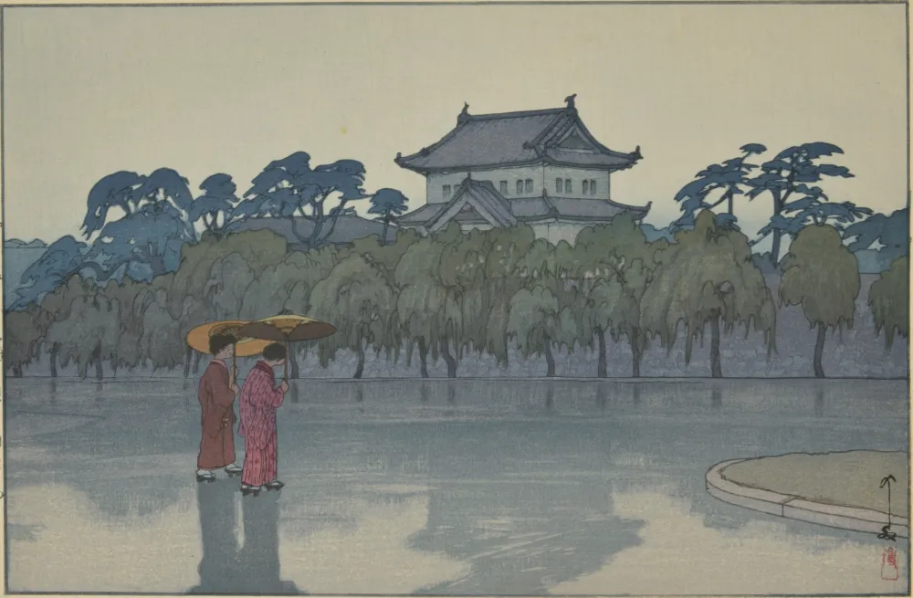 吉田博《東京拾二題 旧本丸》 昭和4(1925)年 大判一枚 三菱一号館美術館蔵