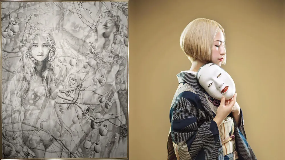 香久山雨「Innocence」2023-24年制作、160×130cm、雲肌麻紙に墨