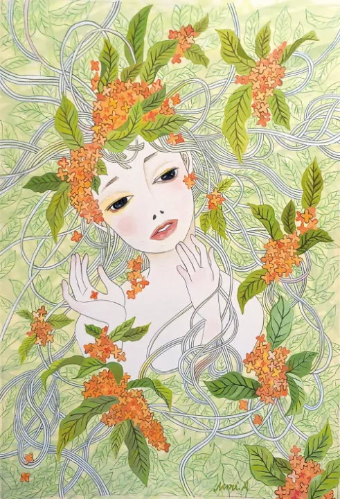 “ 金木犀 “ acrylic on paper 36×25cm 2024