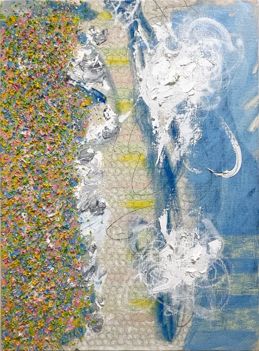 " むぼう日 " oil, oil pastel, pencil on canvas 46×33 cm 2025