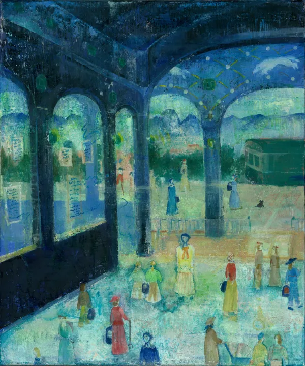 " Bibi is going to The 13th city " oil, gofun on canvas 45.5×38 cm 2025