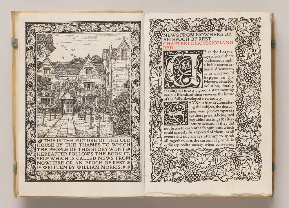 ウィリアム・モリス著 ケルムスコット・プレス刊 『ユートピア便り』 1892年 TOPPANホールディングス株式会社 印刷博物館蔵